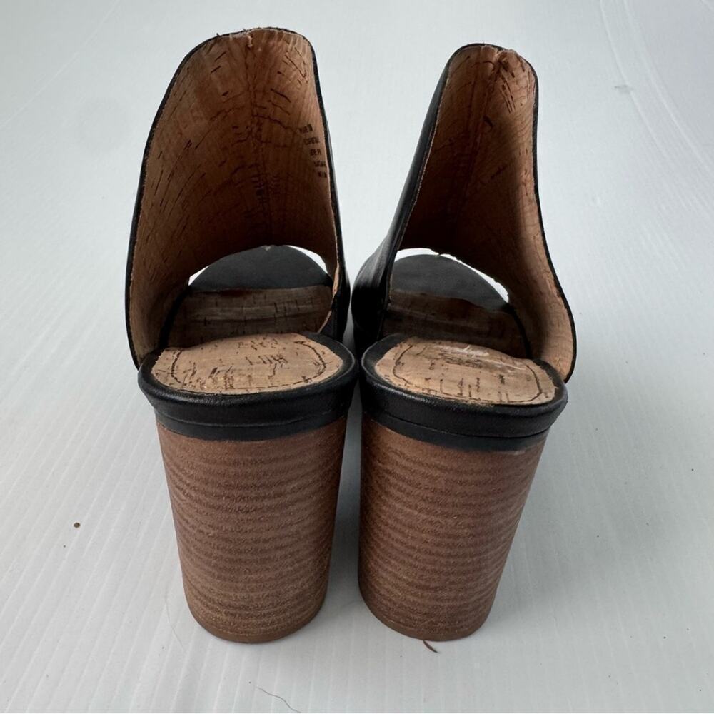 Luca Lane Hilaire leather upper stacked heel peep toe slipon shoes black size 10 - Picture 6 of 12